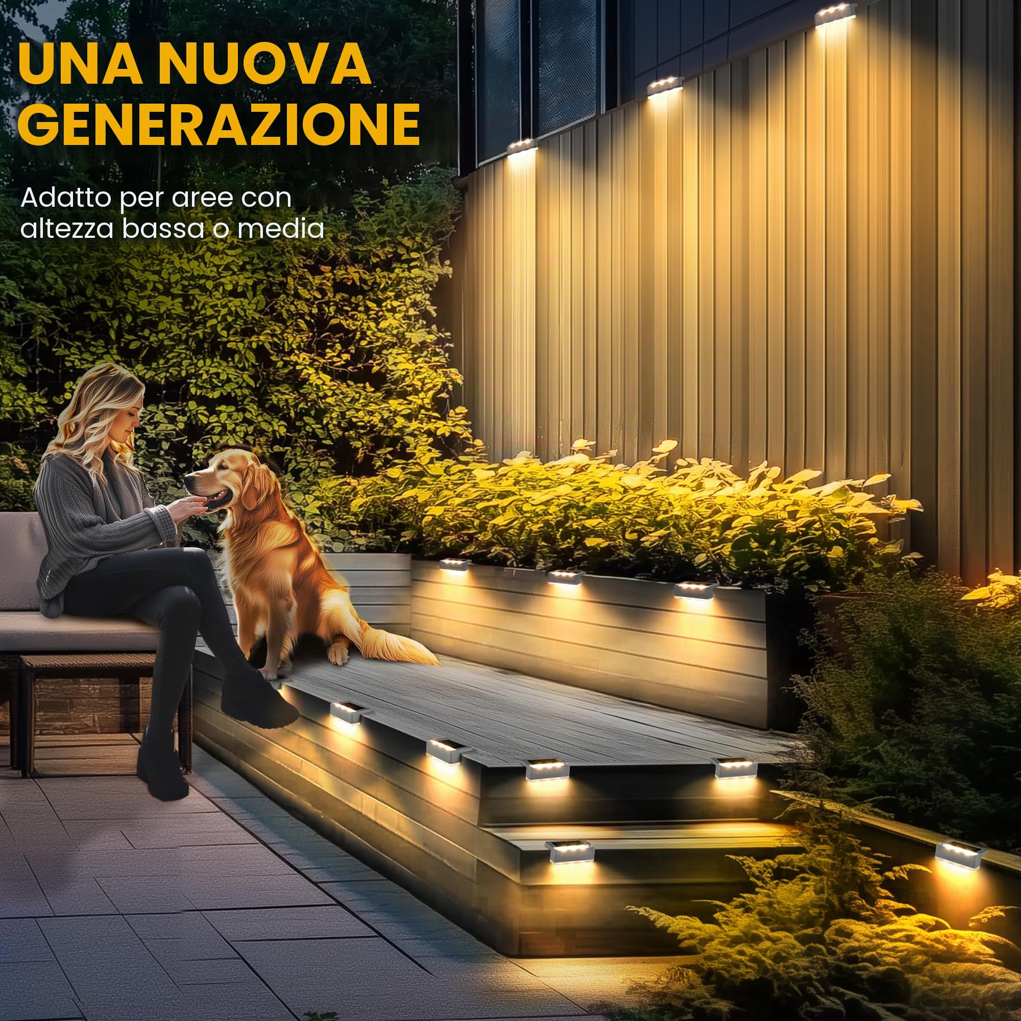 Solpex Lampade solari per esterni, 12 pezzi, luce bianca calda, luci solari impermeabili, illuminazione a LED per scale esterne, gradini, recinzioni, giardino, cortile, terrazza, grondaia, decorazione