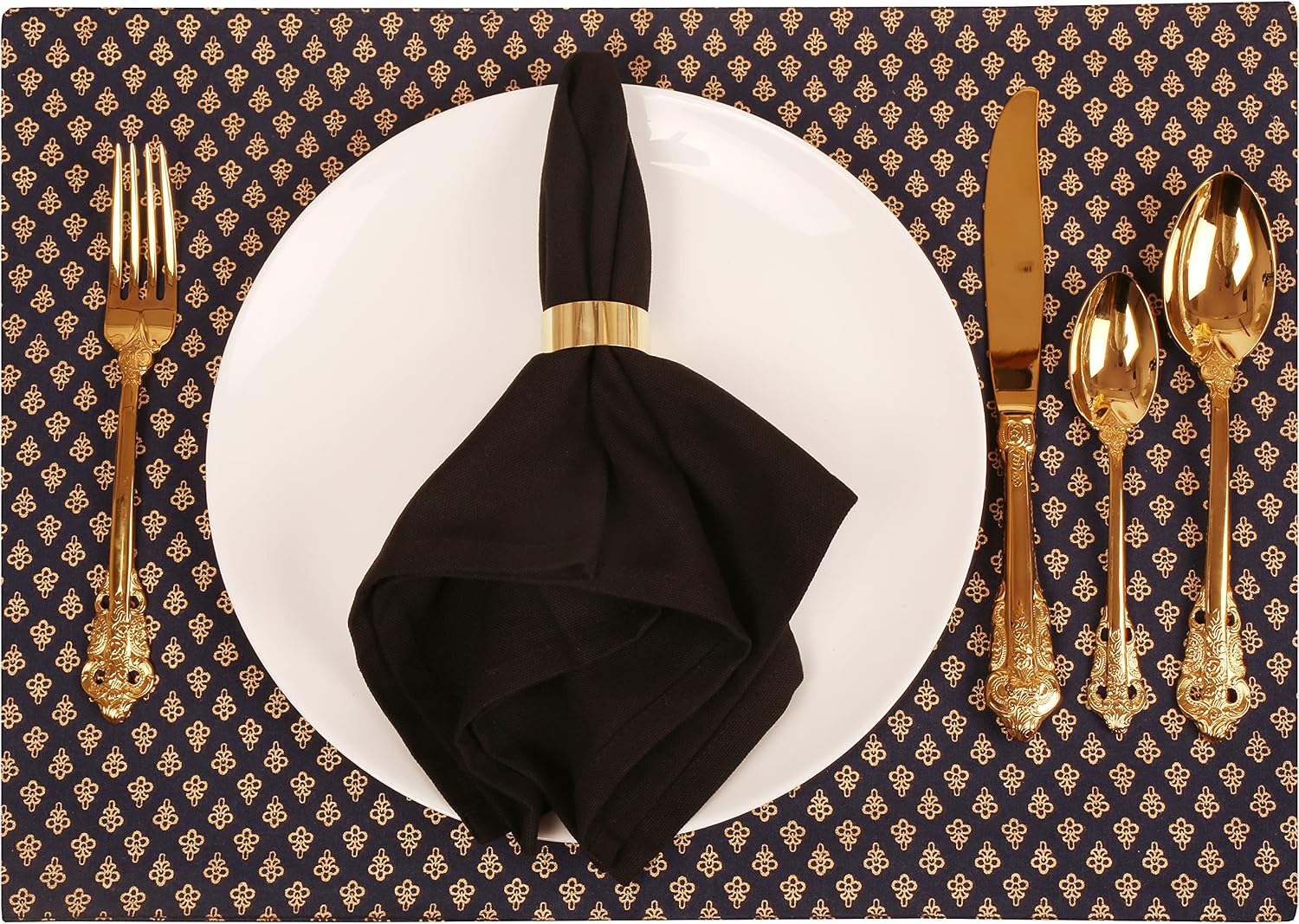 Handcrafted Decorative Table Napkin Rings, Gold Tone, Set of 6