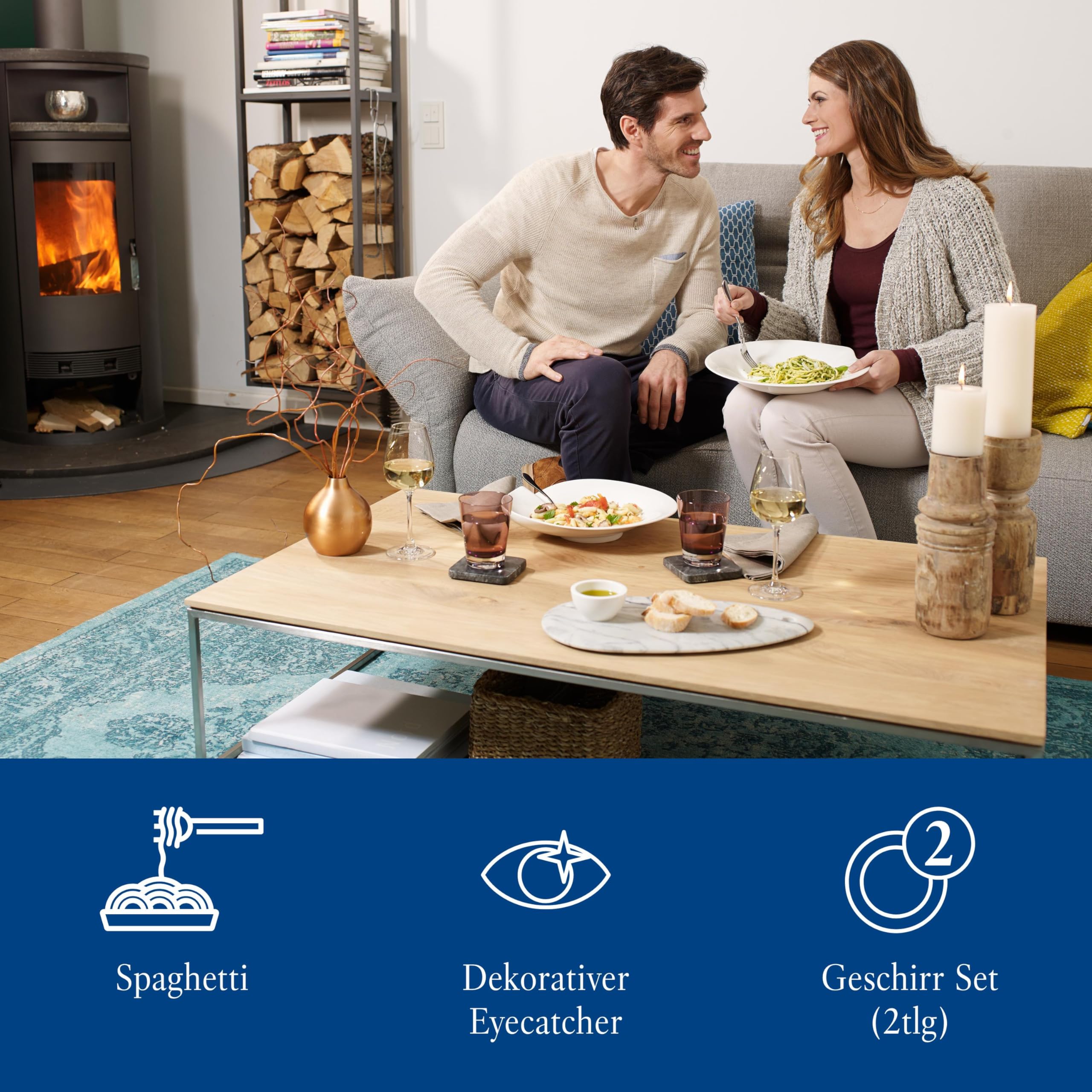 Villeroy & Boch Pasta Passion Piatti per Spaghetti, Porcellana Premium, Bianco, 2 Pezzi