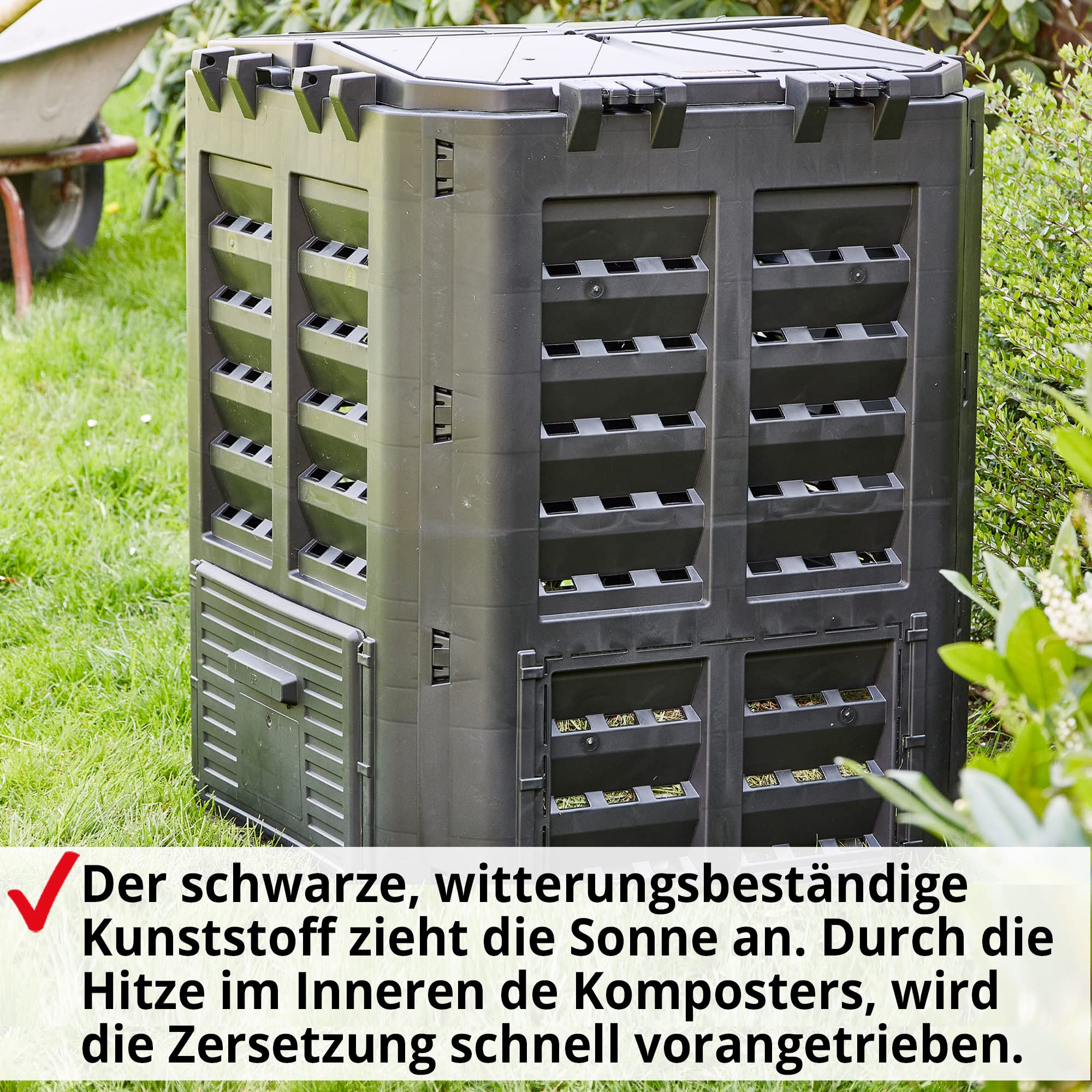 HECHT Thermokomposter aus Kunststoff – Schnellkomposter mit praktisches Stecksystem – Robuster & hochwertiger Kompostierer – Wetterfester Komposter für Gartenabfälle & Biomüll – 360 Liter Behälter