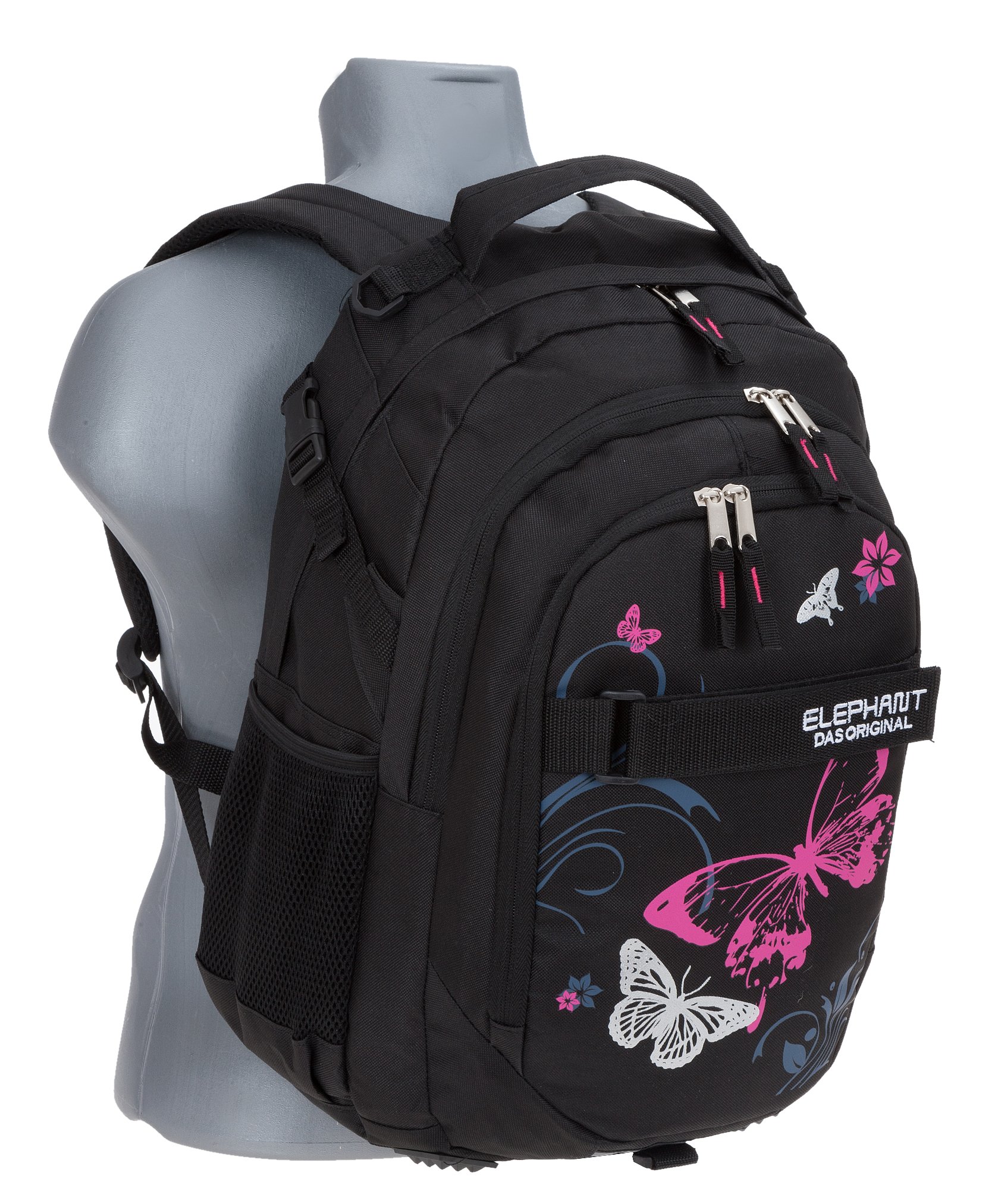 ELEPHANT Schulrucksack Hero Signature Rucksack Motiv 12679 (Butterfly Black PINK)