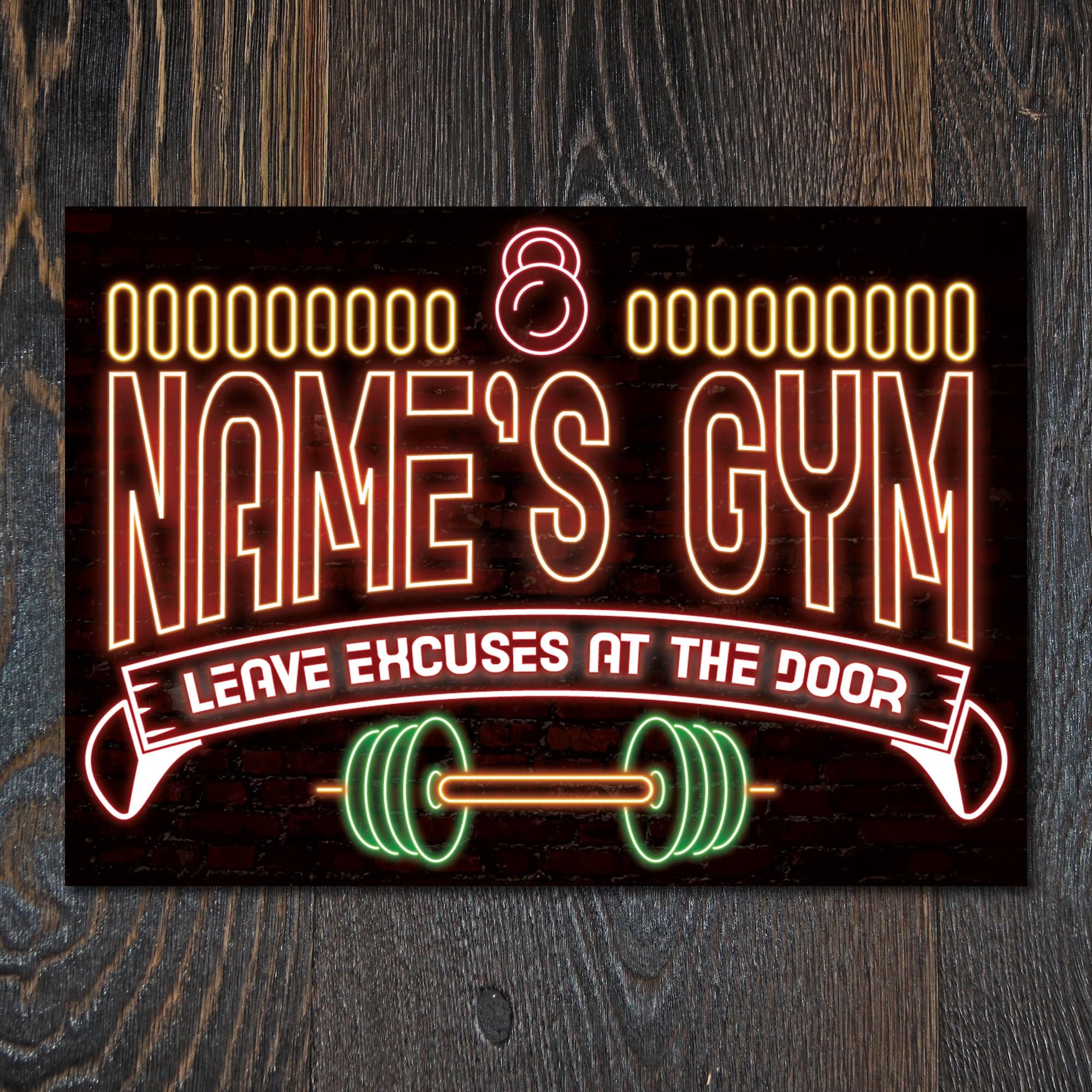 Personalised Gym Neon Effect Sign For Home Fitness Business Wall Sign Decor Metal Plaque
