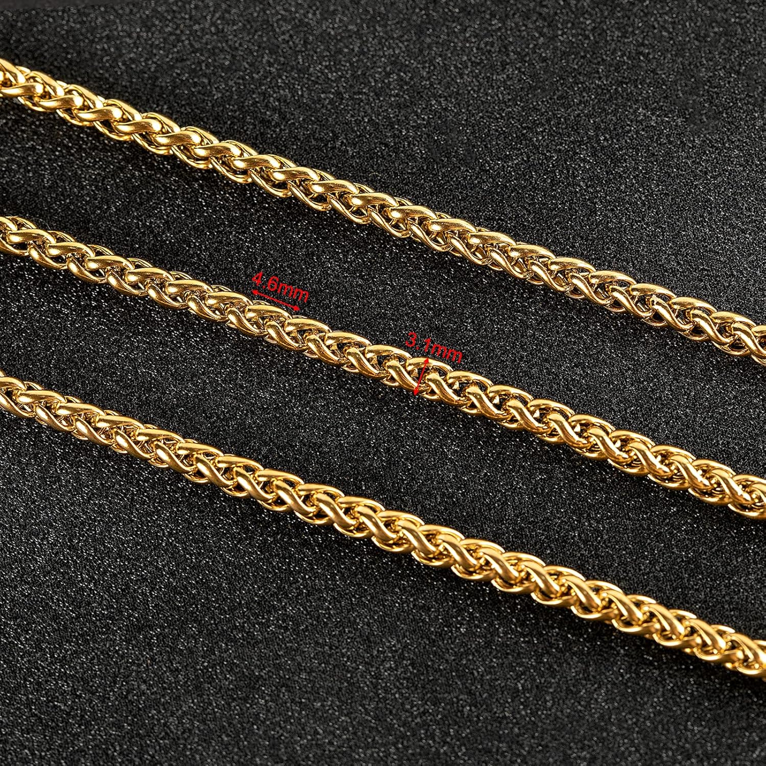 Gold Plated Jewelry Making Chains Bulk, 304 Stainless Steel Wheat Chain Roll with Jump Rings and Lobster Clasps, Men and Women Necklace Bracelet DIY Jewelry Supplies - Image 3