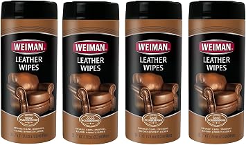 Weiman Leather Wipes - Clean and Condition Car Seats, Shoes, Couches and More - 30 Count 4 Pack