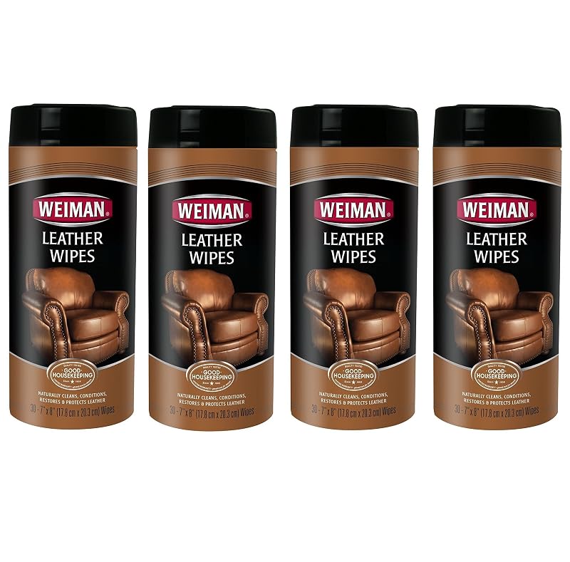 Lenços para Limpeza e Condicionamento de Couro Weiman com Fragrância de Limão, 30 unidades, Pacote com 4
