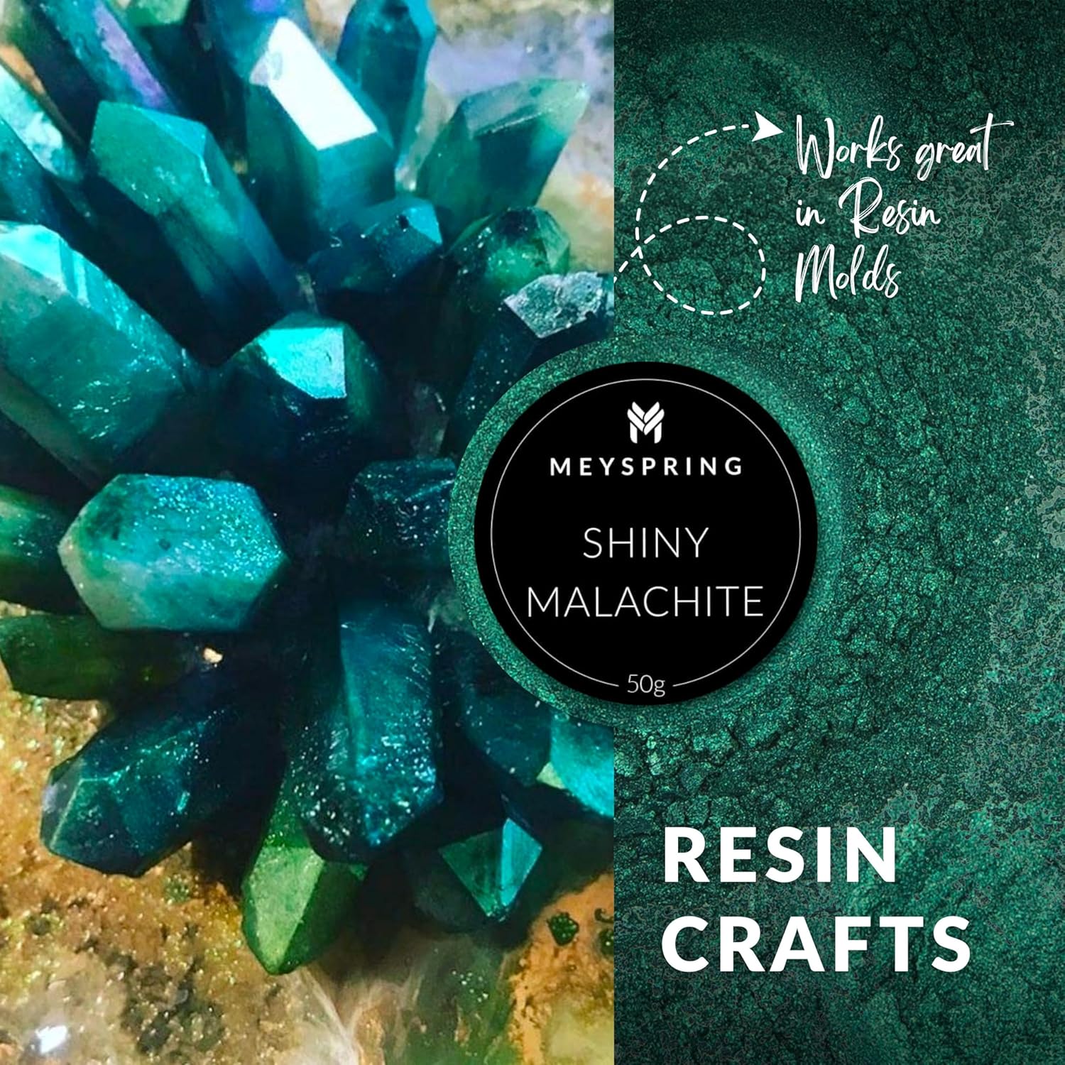 MEYSPRING Shiny Malachite - Epoxy Resin Pigment - 50g - Green Mica Powder for Epoxy Resin - Emerald Green Epoxy Pigment - Image 4