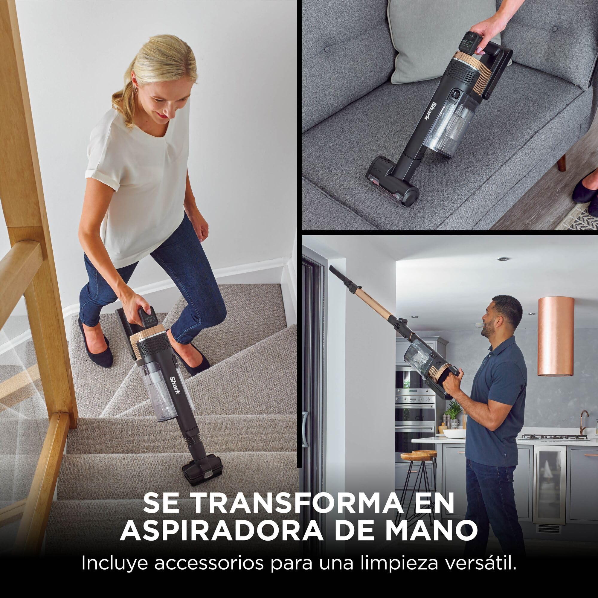 Shark Stratos Aspiradora sin Cable - Hasta 60 Minutos de Autonomía con Clean Sense IQ y Anti Hair Wrap - Incluye Kit de Limpieza para Coche - Cobre, IZ400EUTBK