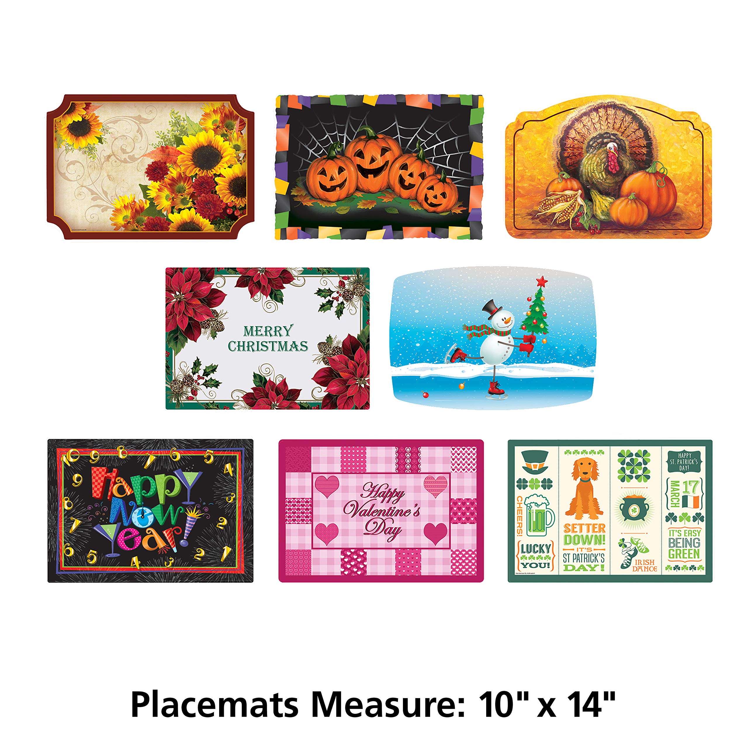Hoffmaster 857208 Otoño – invierno temporada celebration manteles individuales, 8 diseños diferentes en cada caso, 9,75 "x 14," papel (Pack de 1000)