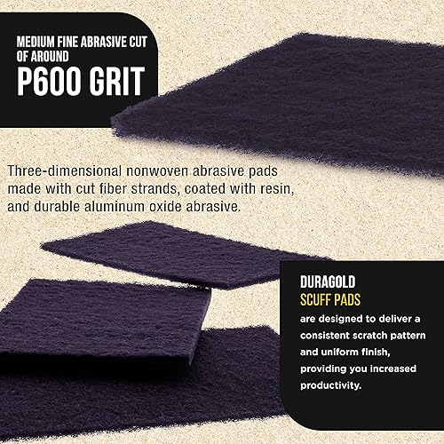 Miniatura 9 de Dura-Gold Paquete variado de 10 almohadillas prémium de 6 x 9 pulgadas 2 unidades cada granate gris dorado morado y blanco rayas estropajo lijado