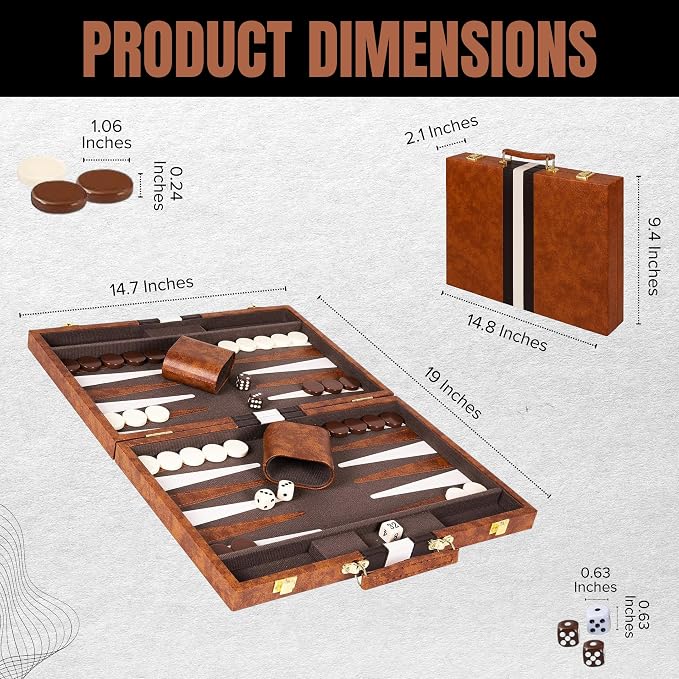 Set de Backgammon Clásico de Viaje Mediano de 15 Pulgadas miniatura 7