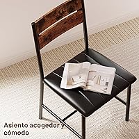 Vista 8 de Juego de mesa de comedor IRONCK para 4, mesa de cocina de madera con sillas tapizadas para cocina y espacios pequeños, color marrón rústico