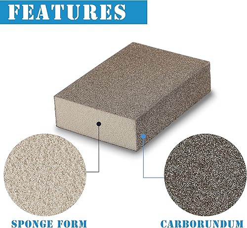 Miniatura 10 de Jamiikury Juego surtido de 6 bloques de lijado, bloque de arena esponja, lavable y reutilizable, bloque de papel de lija húmedo y seco para paneles