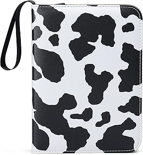 4 Pocket Trading Card Binders for 400 Cards, Cute Kawaii Cow Milk Pattern