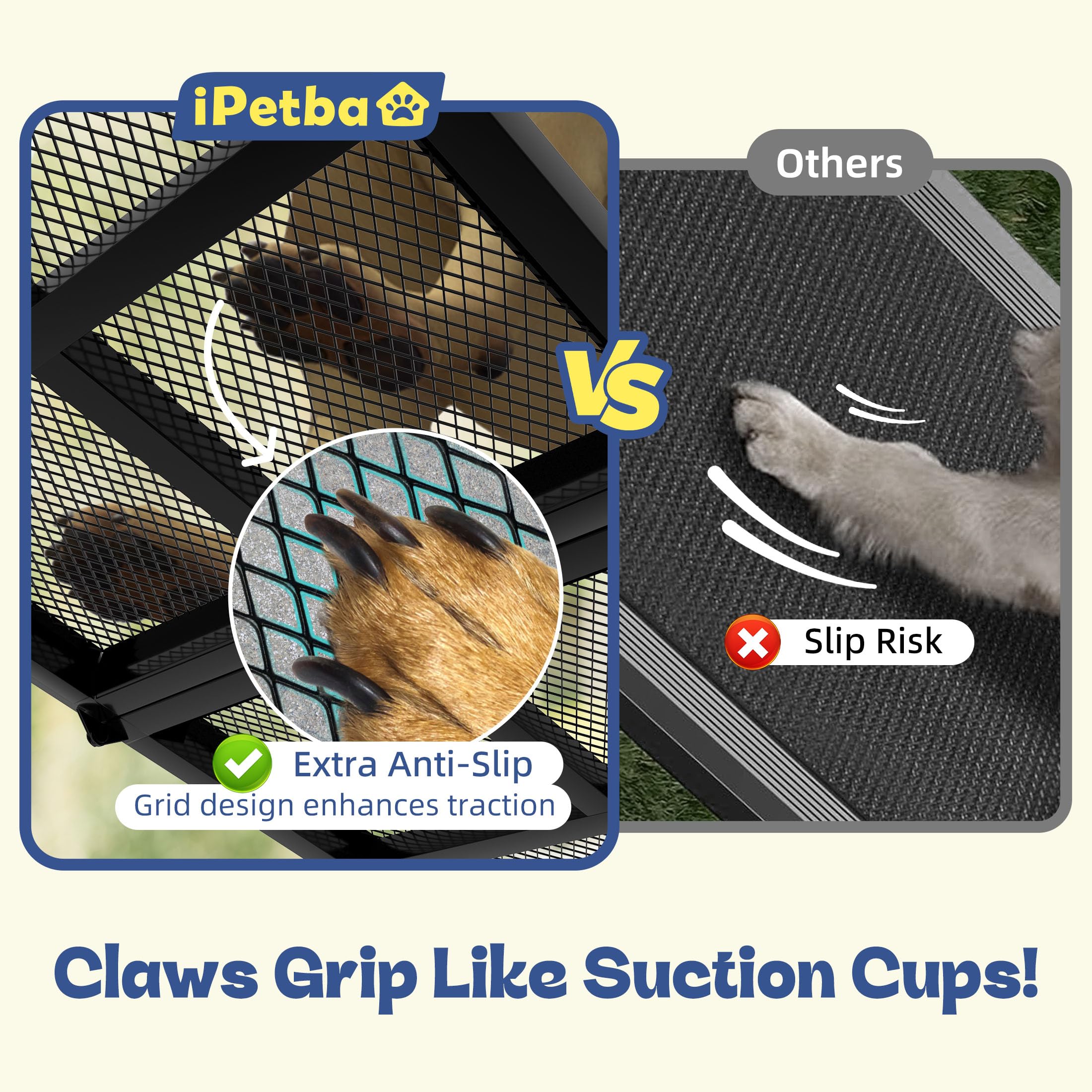 iPetba Rampa per Cane Auto & Camion & SUV & Scale – Rispetto per le Articolazioni, Antiscivolo, Pendenza Morbida, Extra Larga & Stabile, Fino a 90 kg