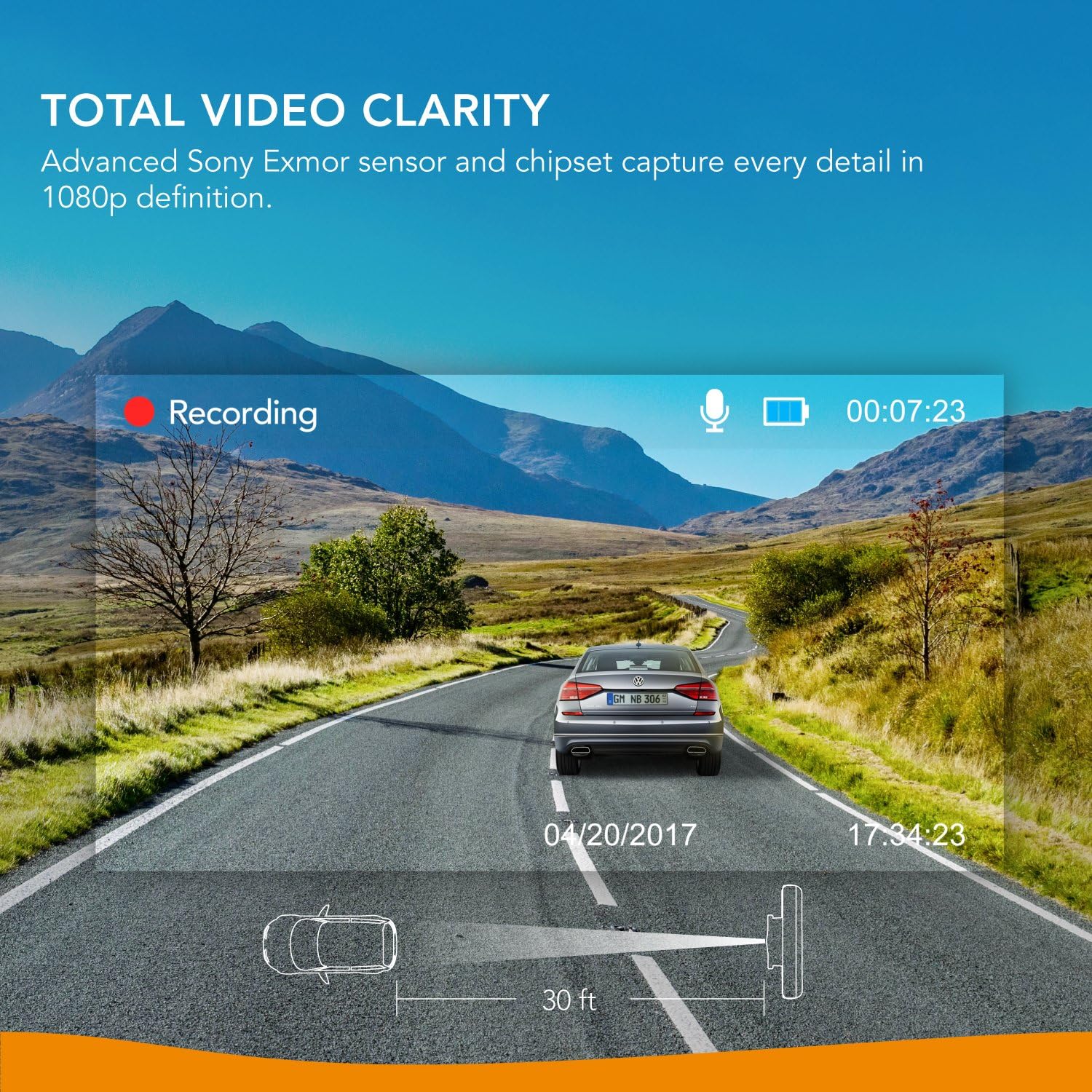 Anker Roav DashCam A1, Dash Cam for Car, Driving Recorder, 1080p FHD LCD Screen, Nighthawk Vision, Wide Angle Lens, Wi-Fi, G-Sensor, WDR, Loop Recording, Night Mode, Motion Detection, Dedicated App