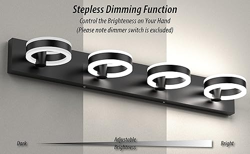 Miniatura 6 de Lámparas LED de baño, luces negras de tocador de 33 pulgadas, modernos apliques de pared acrílicos de 4 luces, accesorio de iluminación de pared