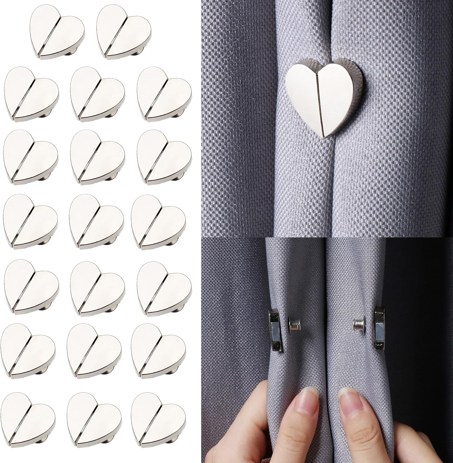 LeLehome 20 Pairs Magnetic Curtain Clips, Powerful Magnets Closure for Indoor Outdoor Curtains Home Bedroom Bathroom Office Draperies to Prevent Light Leaking