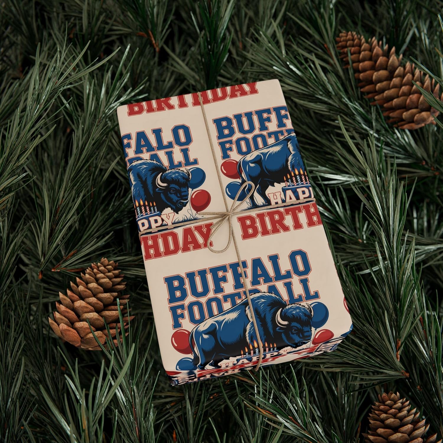 Buffalo Football Happy Birthday Sports Gift Wrap, Holiday Present Wrap, Christmas Gift Wrap, Gift Packaging