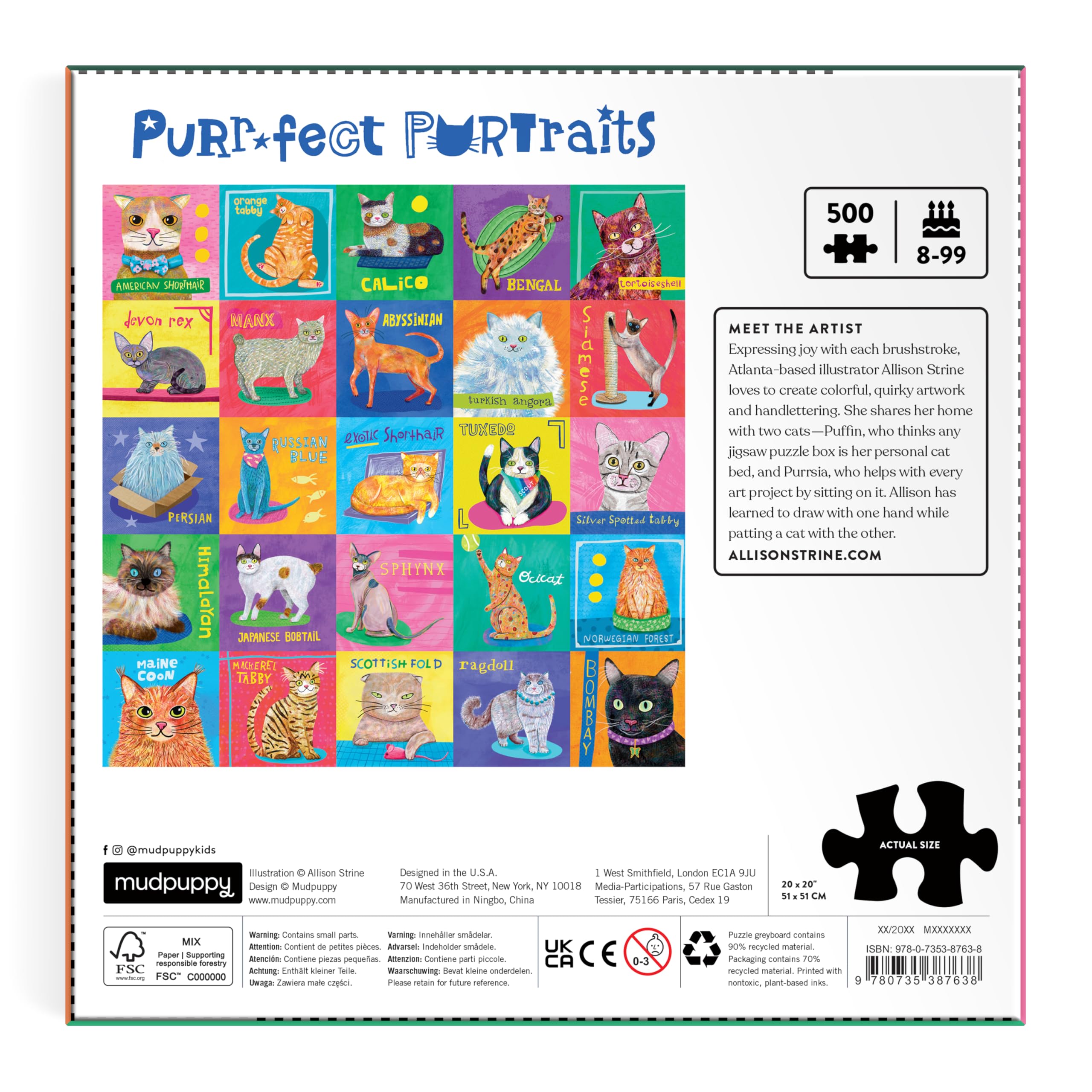 Amazon.com: Mudpuppy Purr-FECT Portraits! – 500 Piece Family