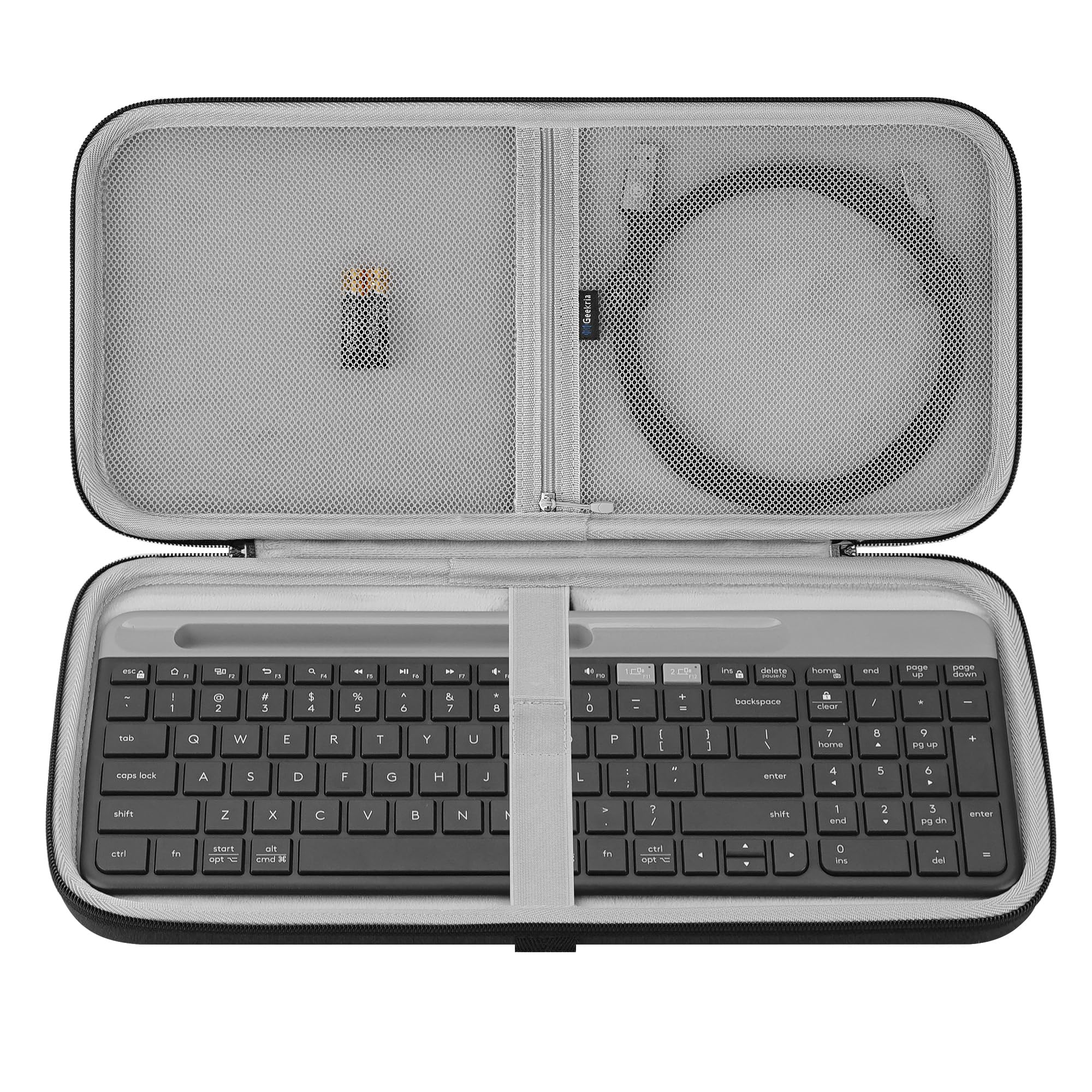 Étui de Protection Rigide pour Clavier Geekria, Compatible avec Le Combo Clavier et Souris sans Fil Logitech MK470 Slim, Logitech MK470 / K585 / K580 (Gris foncé)