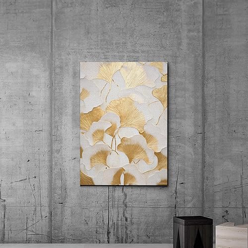Miniatura 6 de Original Ginkgo biloba Print On Canvas, Modern Textured Gold Wall Art, Abstract Gold Leaves Print, Living room Wall Decor, Art Decor, Decor