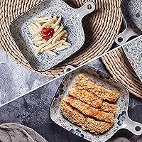 Vista 3 de Plato grande para hornear de porcelana, bandeja cuadrada única para lasaña de pasta, plato pequeño con un solo mango, juego de 3 platos para hornear