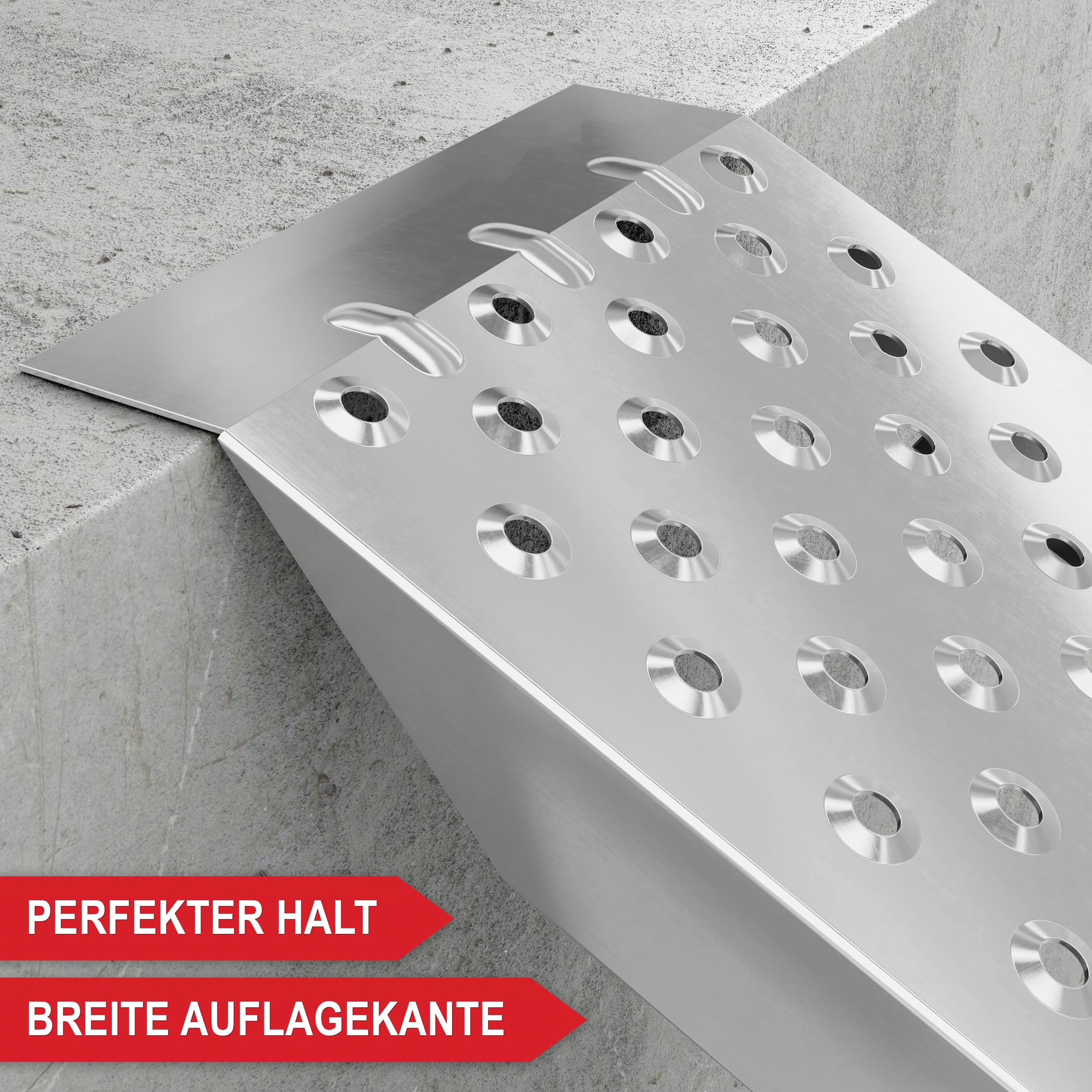 ONBEST Auffahrrampen 2x200 kg – 160 cm mit Spanngurten | 2 Auffahrschienen 22,5x160 cm für Anhänger und Auto – Laderampe in Silber inkl. 2 Spanngurte 25 mm x 4 m