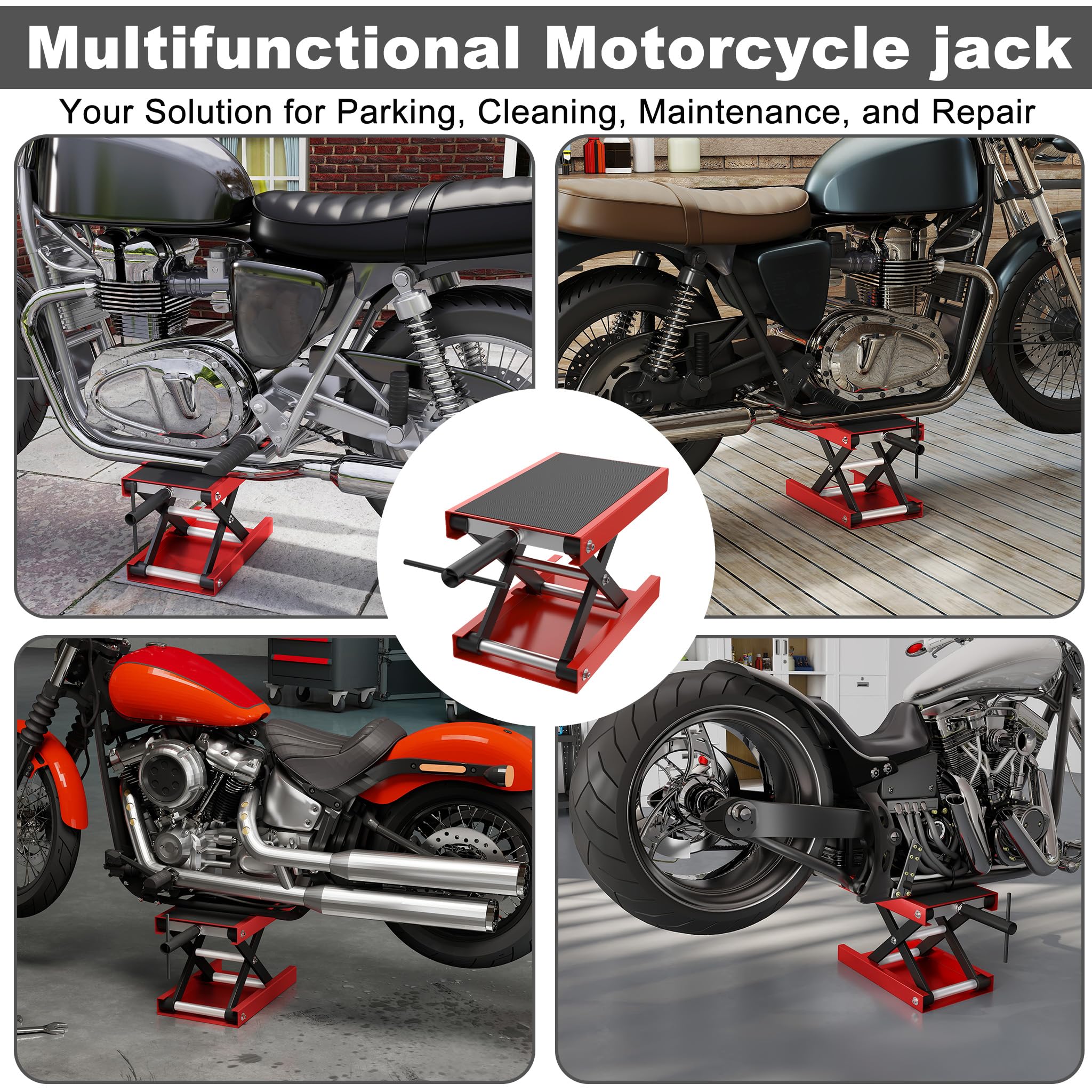 UISEBRT Hebescheren Mittelständer, Verstellbarer Motorradheber für Wartung, Hebebühne bis 500 kg belastbar, ideal für Reparaturen von Motorrädern, ATVs & Quads, Einsatz in Garage
