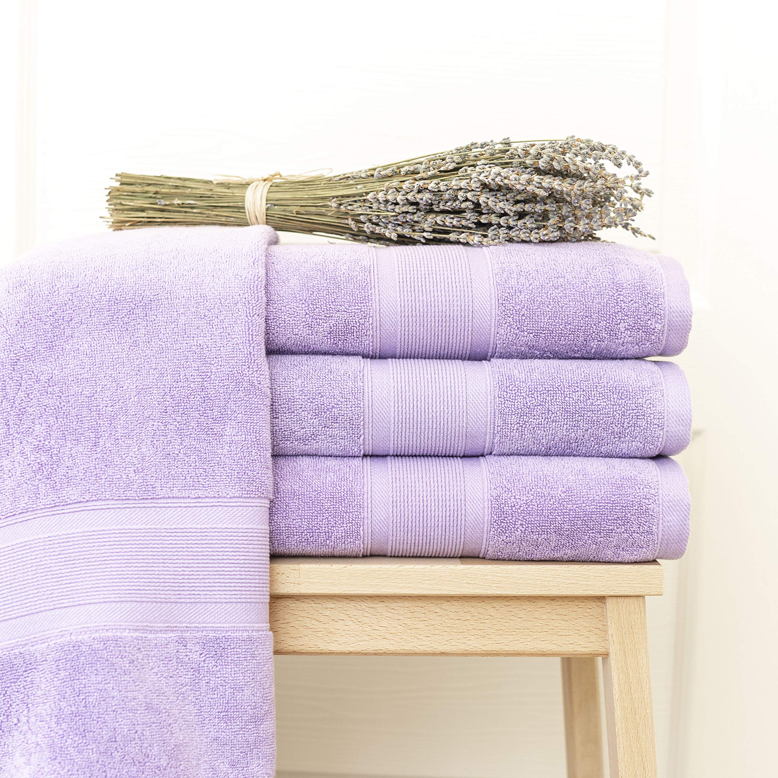Luzia Set di asciugamani da 8 pezzi, 100% cotone turco, qualità premium, 2 asciugamani da bagno, 2 asciugamani per le mani e 4 asciugamani (lavanda)