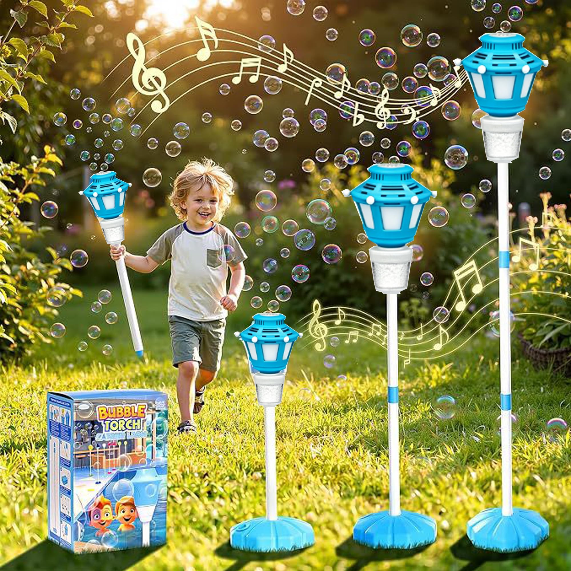 Bubblerz Bubble Machine, Bubblerz Bubble LED Torch with Lights and Music，E