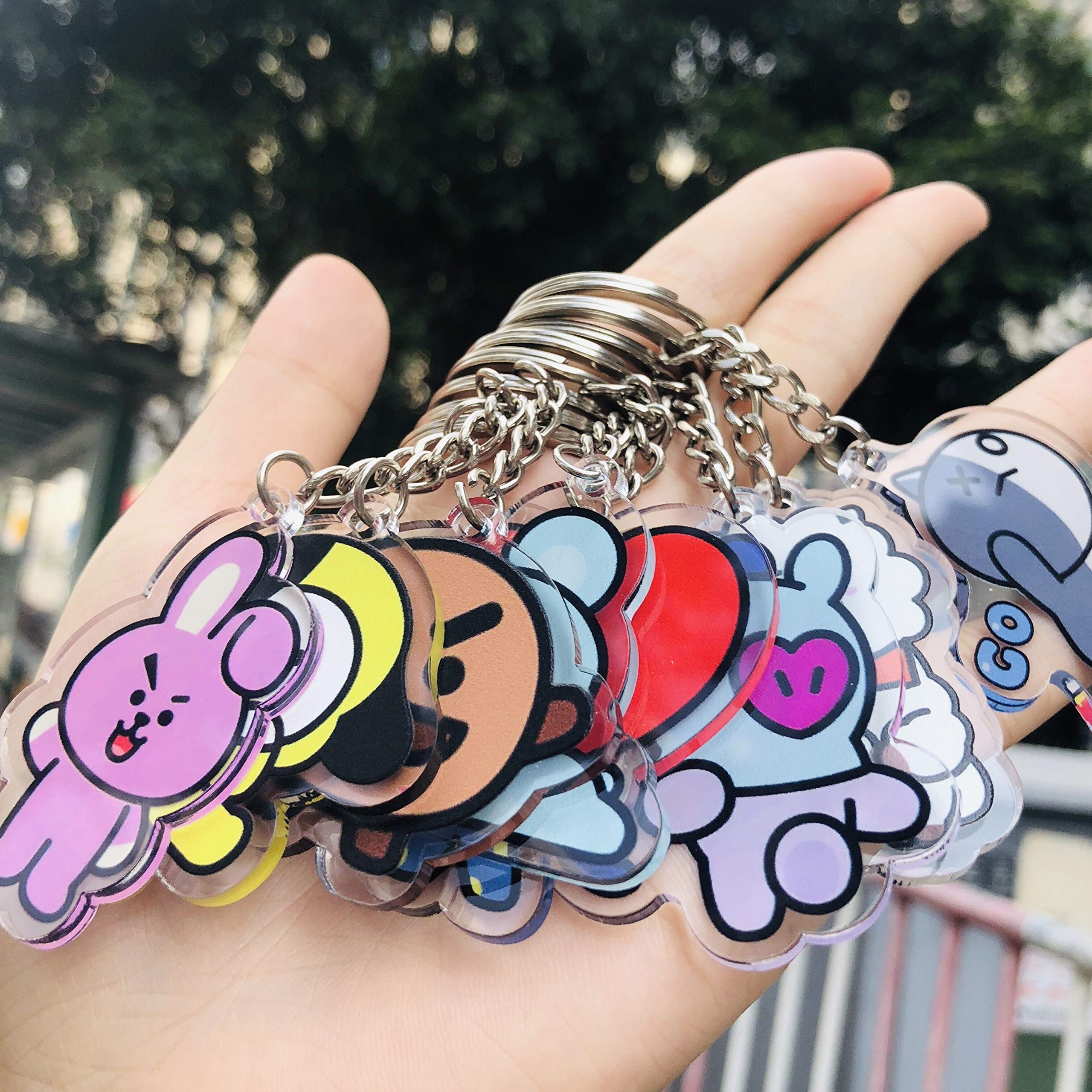 BTS Cartoon Acrylic Keychain Bangtan Boys Key Ring Hot Gift for