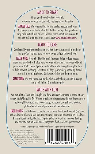 Miniatura 6 de Nourish Shed Control - Champú para perros, verbena de coco natural, 16 onzas, compra 1, donamos 1 a un refugio, fabricado en EE. UU., PH equilibrado