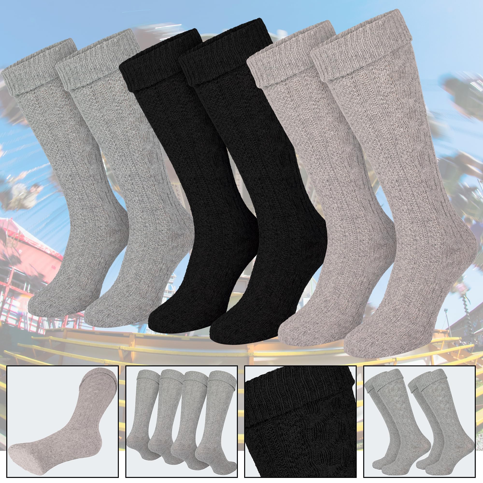 Black Snake 2 Paar Trachten Kniestrümpfe für Damen & Herren - mit Zopfmuster & Umschlagbund - weicher Baumwollmix - ideal zur Lederhose & Tracht