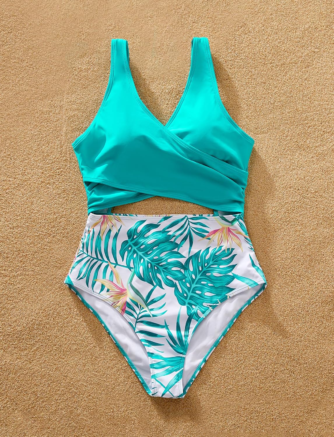 PATPAT Family Matching Swimsuits Swimwear: Mommy and Me Striped Spliced One-Piece Matching Swimsuits Set