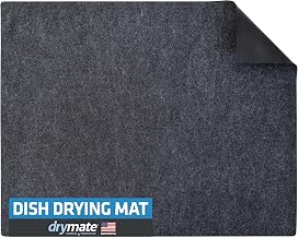 Drymate XL Dish Drying Mat, Oversized (19”x24”), Low-Profile, Super Absorbent, Quick Dry Fabric, Waterproof & Slip-Resistant, for Kitchen Counter, Trimmable, Machine Washable (USA Made)(Charcoal)