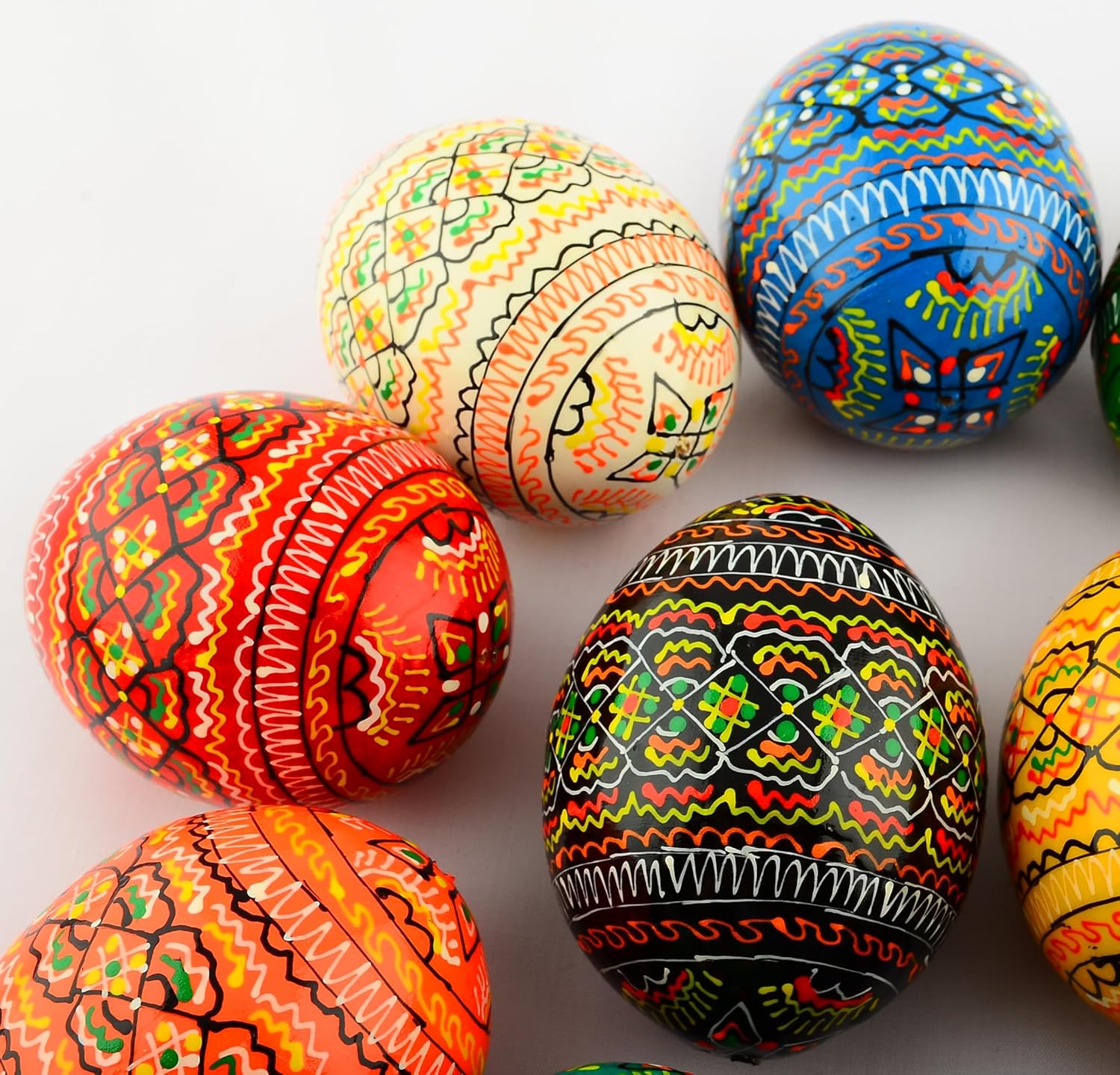 Easter Painted Eggs Wooden Ukrainian Pysanky Pysanka. Polish Pisanki. Czech Kraslice. Set of 12