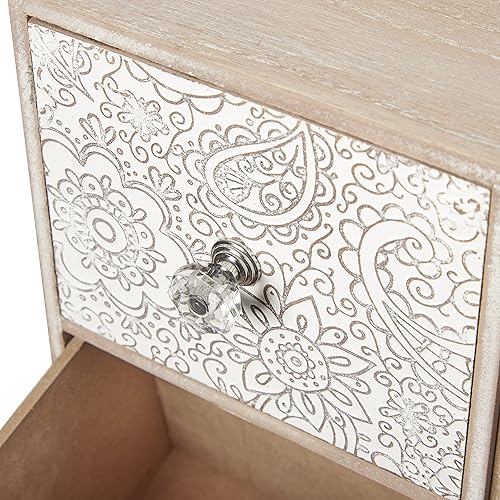 Miniatura 5 de Deco 79 Joyero floral de madera de 3 cajones 11 x 5 x 15 pulgadas marrón claro