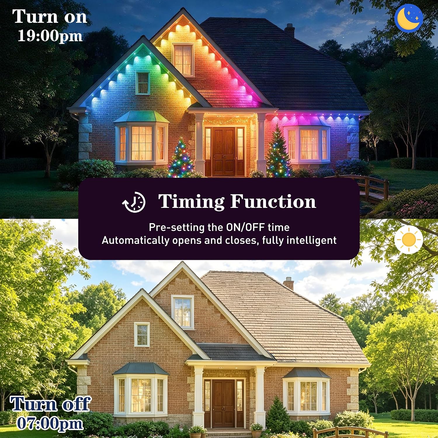 500FT Permanent Outdoor RGB+IC Lights, IP67 Waterproof Smart Addressable Eaves LED, App & Voice Control, Programmable Chasing Effect, DIY Following Scenes for Christmas Halloween Holiday image 5