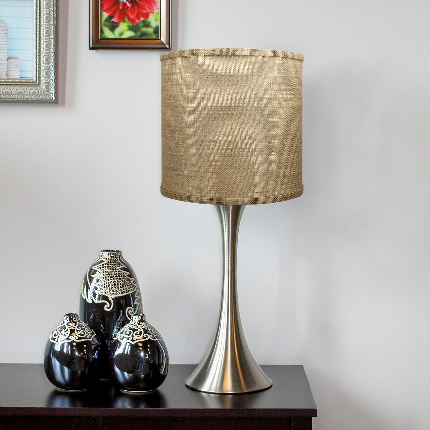 FenchelShades.com 10" Top Diameter x 10" Bottom Diameter 10" Height Fabric Drum Lampshade Spider Attachment (Burlap Natural)