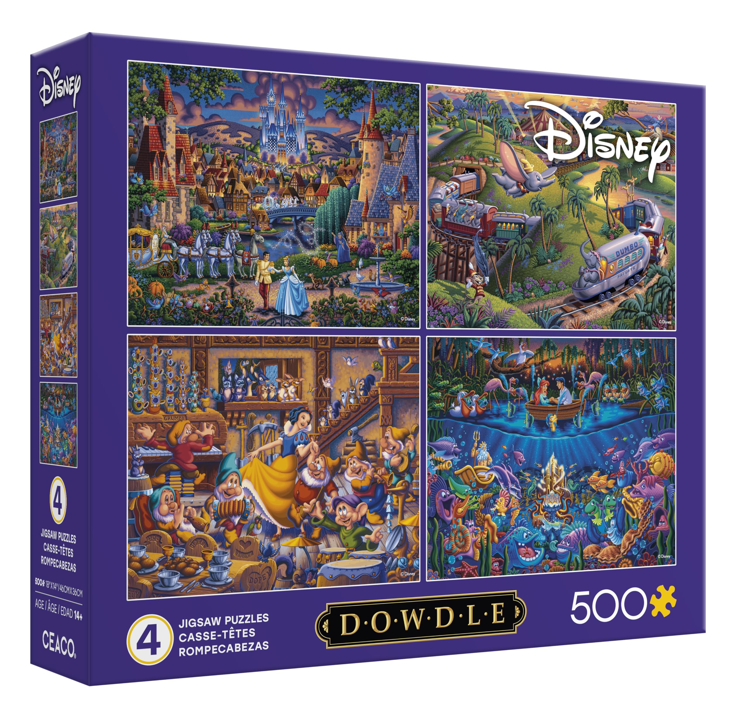 Ceaco Quebra-cabeça Dowdle Disney 4 em 1 multipack para adultos