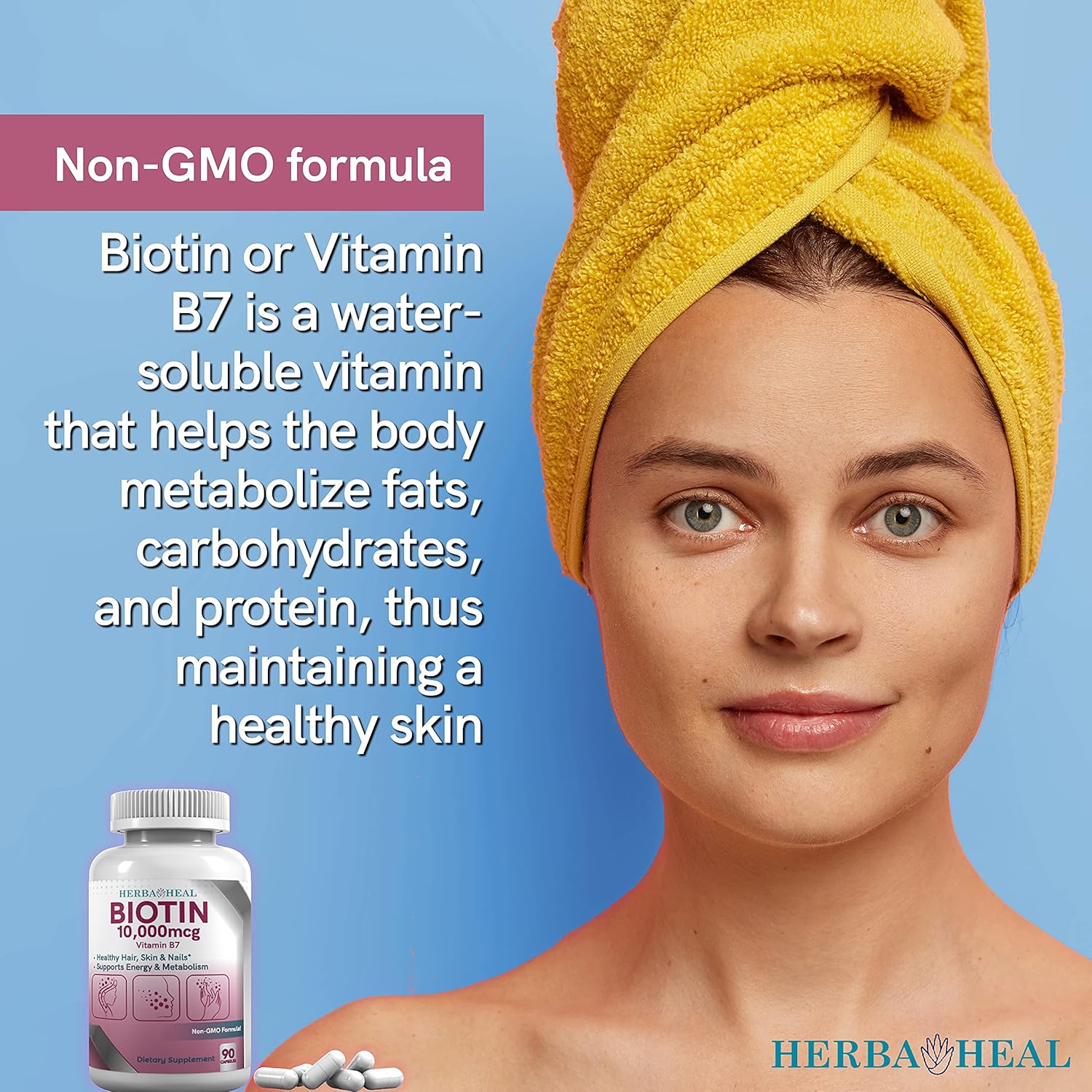 Biotin 10,000MCG Capsules Hair Growth Vitamin B7 Pills - High Potency Supplement for Healthy Skin Nails and Hair - Vegan Biotin for Women | Hair Growth for Men : Health & Household