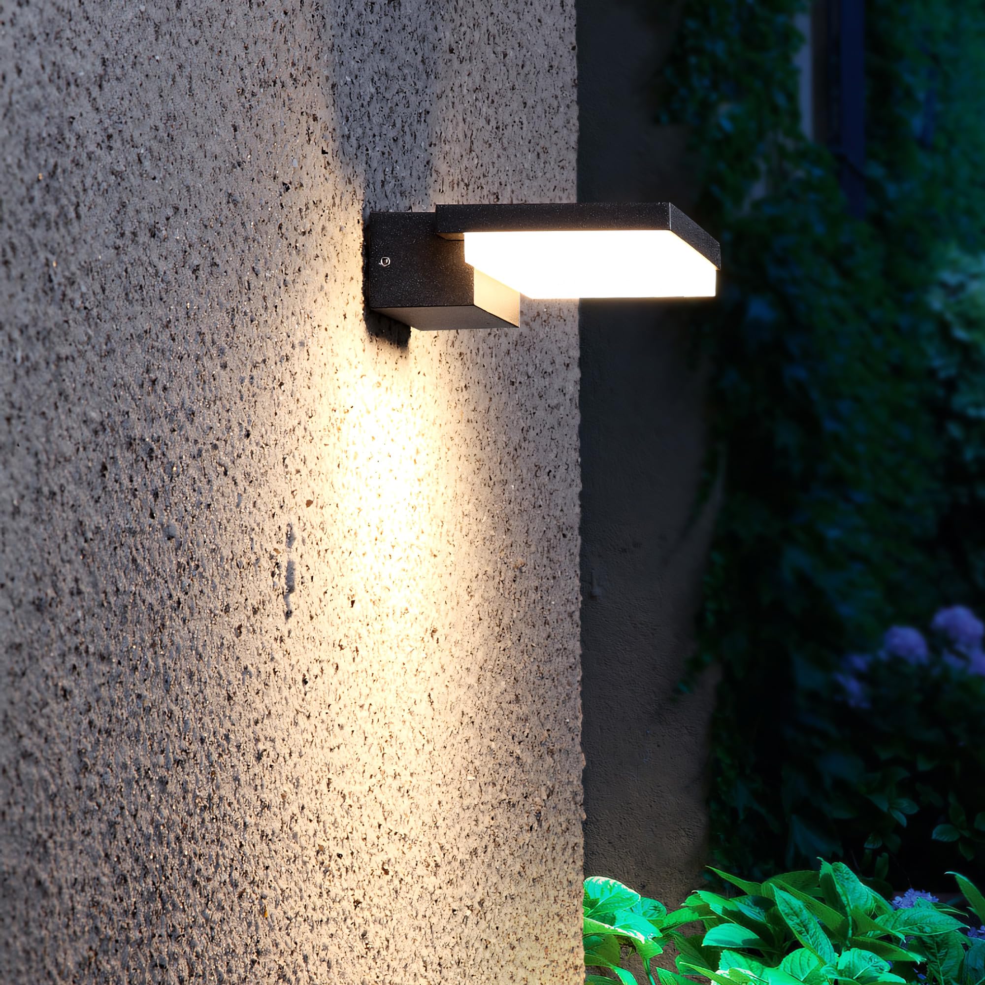 WAYEE Outdoor Wall Light LED Exterior Wall Light,Front Door Wall Light,Waterproof IP54,Black Aluminium Warm White 3000K Rustproof Corrosion Resistant,Modern Porch Wall Light,Home,Garden,Patio,Balcony
