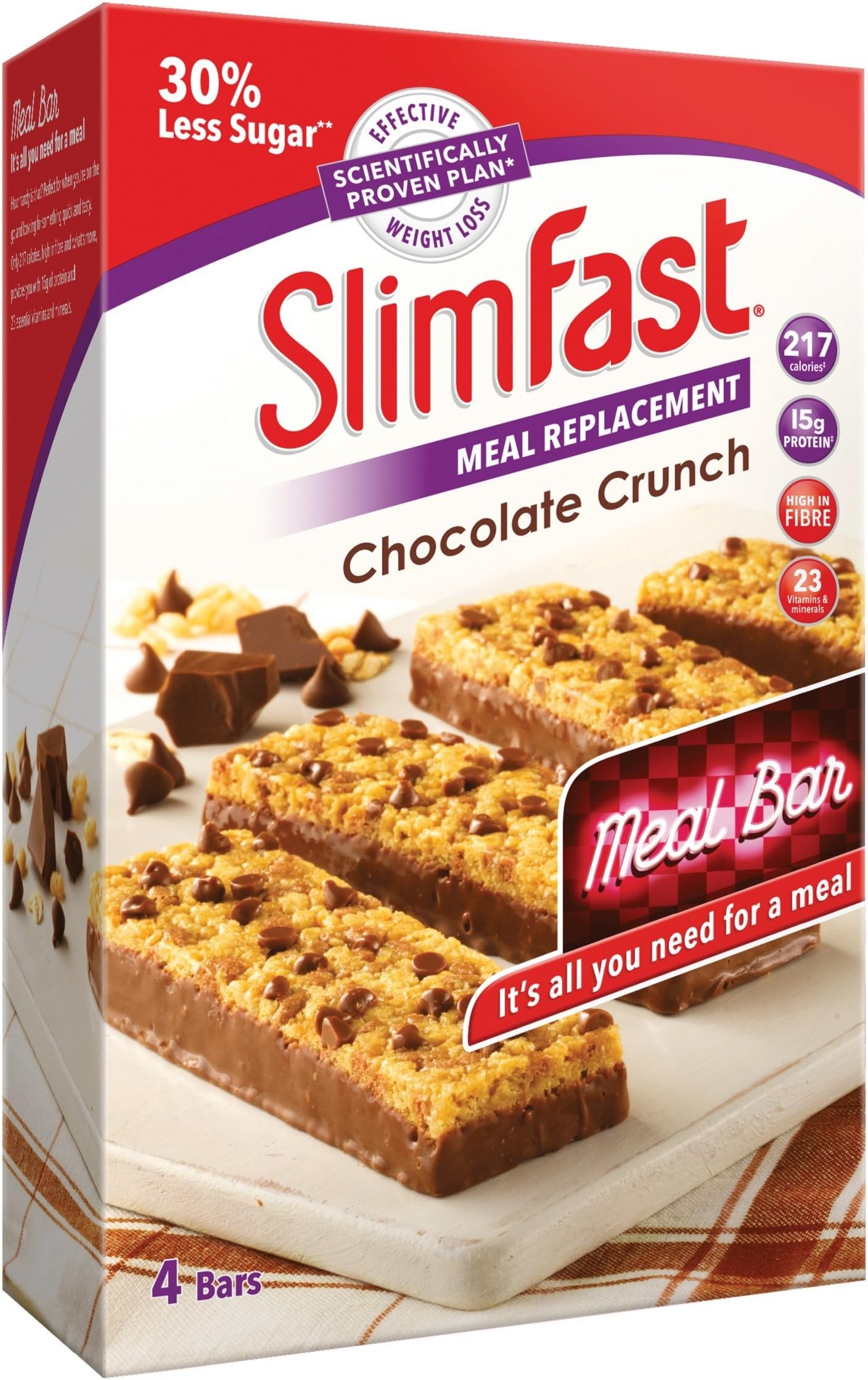 SlimFast 240 g Chocolate Indulgence Meal Replacement Bar - Pack of 4