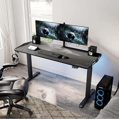 Miniatura 4 de EUREKA ERGONOMIC Escritorio grande de 63 pulgadas de altura ajustable manual para computadora mesa de oficina en casa con borde curvado para 3