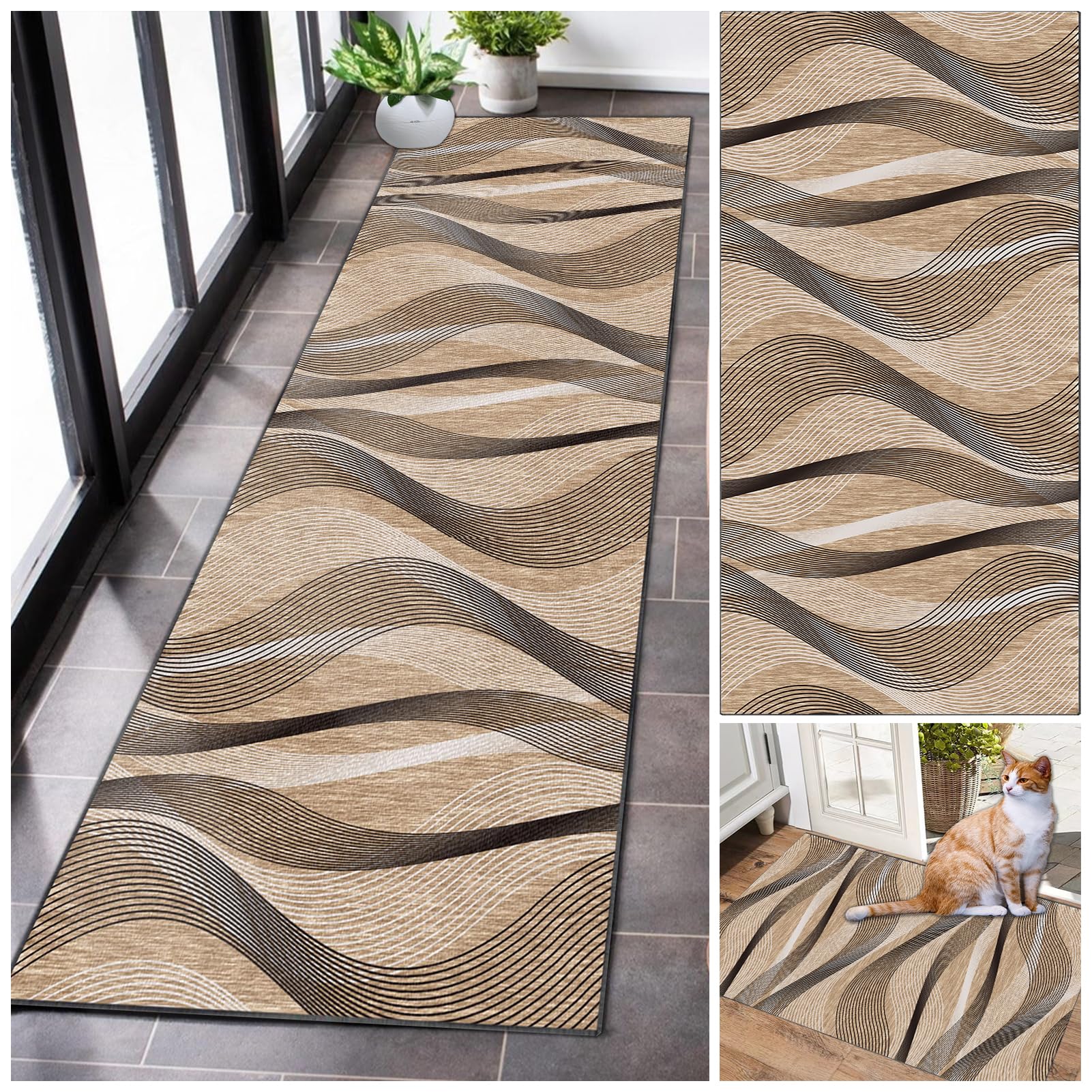 Runner Rugs for Hallway Long Non Slip Kitchen Rubber Back Carpet Runners Washable Hall Rug Carpet Floor Mat Narrow Corridor Carpet for Living Room Entryway Laundry Room Bedroom Hallway 60 x 150 cm