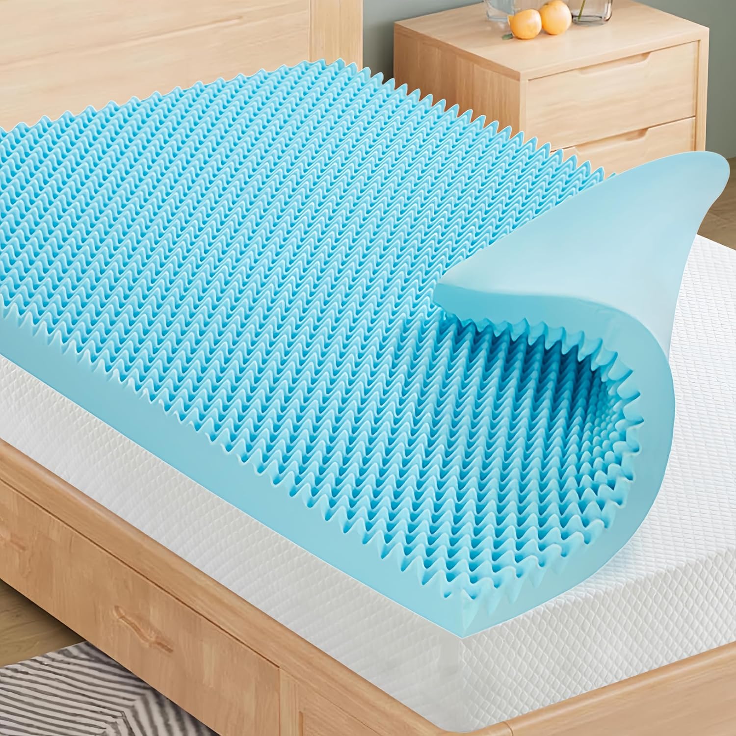 GJQ 4 Inch Egg Crate Mattress Topper Twin Size Memory Foam Mattress Topper Pressure Relief Cooling Gel Infused