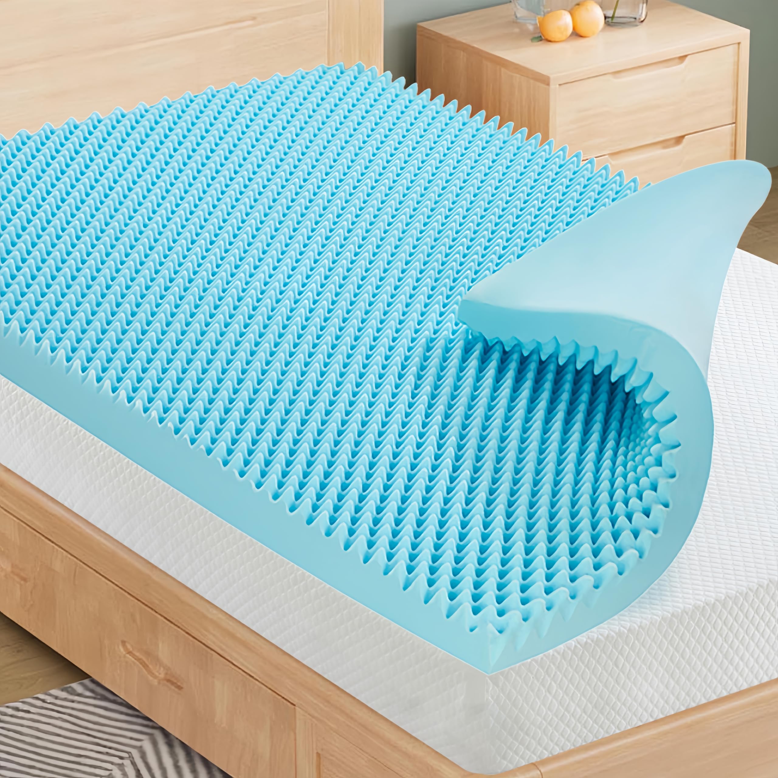 GJQ 4 Inch Egg Crate Mattress Topper Twin Size Memory Foam Mattress Topper Pressure Relief Cooling Gel Infused