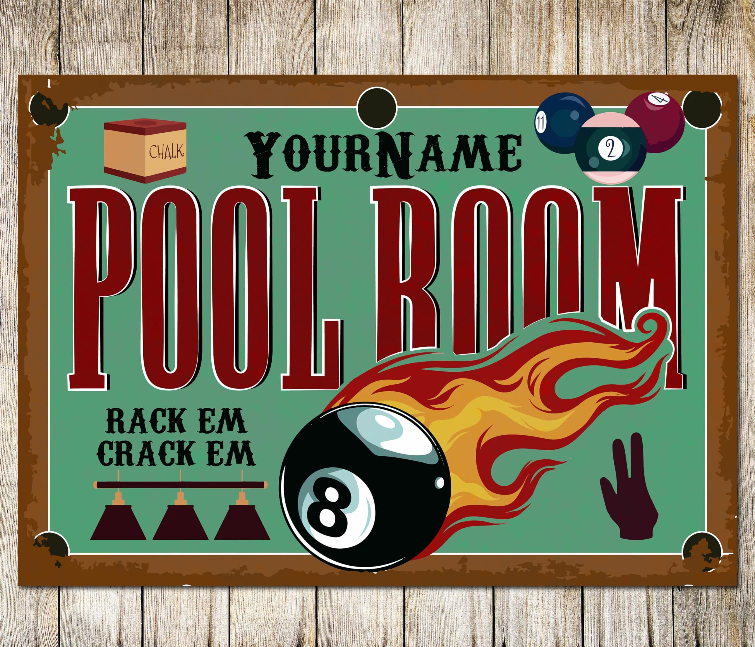 Personalised Pool Room Billiards Room Snooker Room Sign Man Cave Wall Art Decor Metal Plaque
