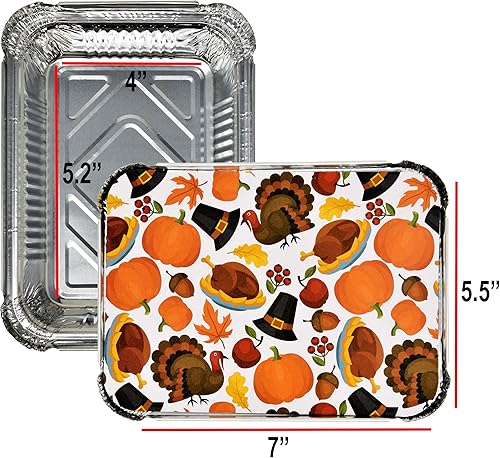 Miniatura 4 de Gift Boutique 36 contenedores de aluminio de hoja de lata con tapas de cosecha de Acción de Gracias - Almacenamiento de alimentos desechables de