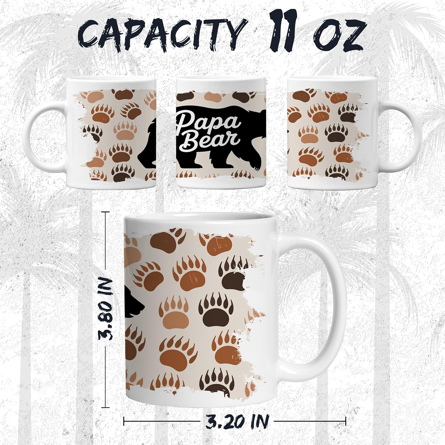 Papa Bear Ceramic Coffee Mug 11oz Father Dad Gift - Tea Coffee Mug with Comfortable Grip - Unique Fun Gift White Cup for Office or Home - Vibrant Long-Lasting Print ID44991 - Image 2